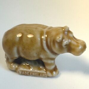 Wade Whimsies Hippo Figurine Brown Glazed Porcelain Miniature Made in England